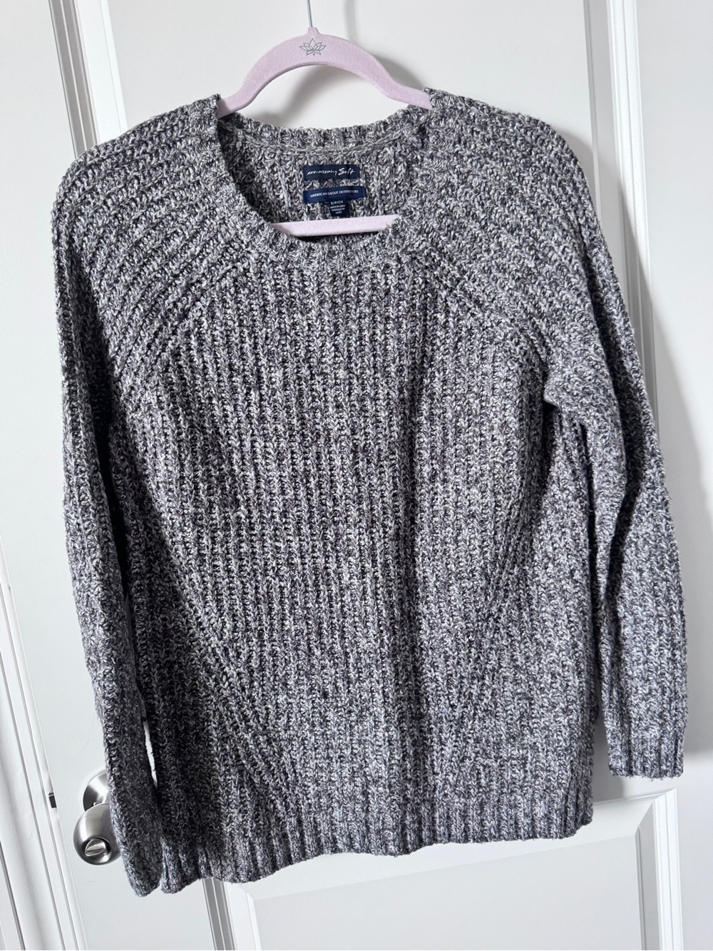 American Eagle Outfitters Gray Marled Crewneck Sweater-Small
